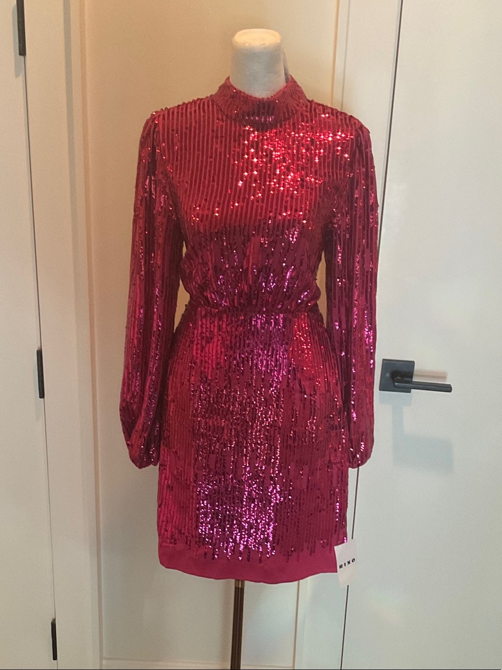 RIXO Hot Pink Sequin Mini Dress